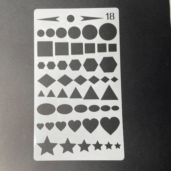Reusable Art Planner Stencil Flow Chart Shapes Circles Squares Hearts Star mq Mi - Picture 1 of 3